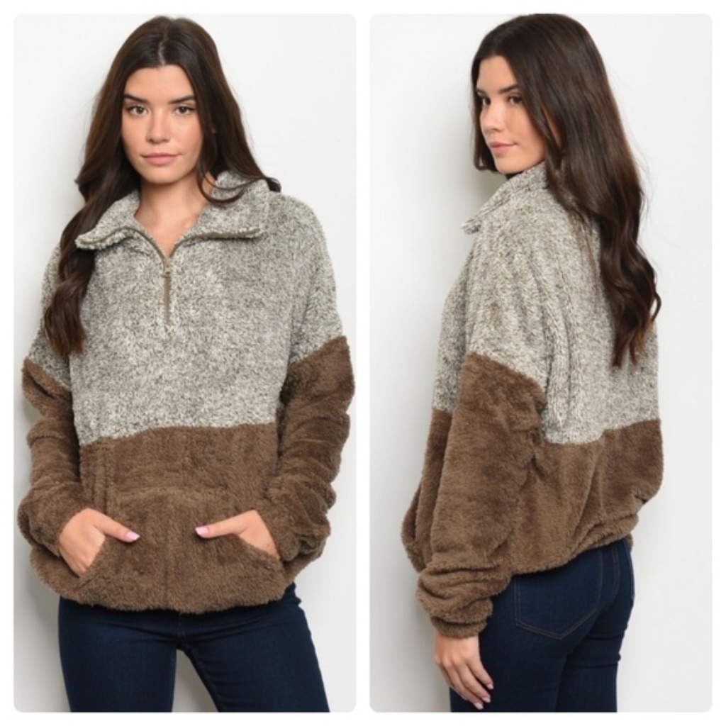 Womens Soft Mocha 1/4 Zip Pullover Size S